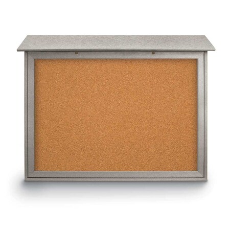 United Visual Products Indoor Enclosed Combo Board, 48"x36", White Frame/Blue & Pumice UVCB4836W-BLUE-PUMICE